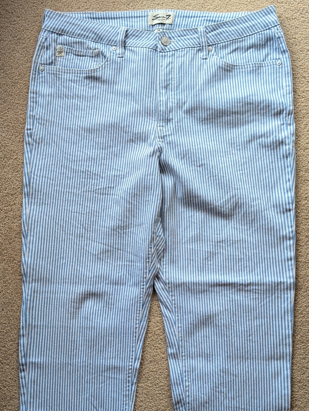 Seven7 Light Blue & White Striped Jeans